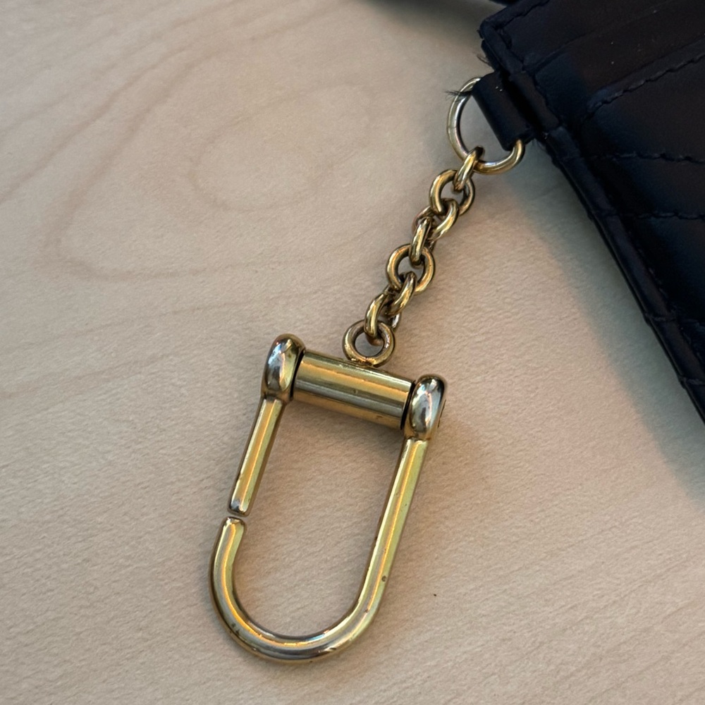 Gucci Black Leather GG Marmont Card Holder Key Ring - Picture 3 of 7